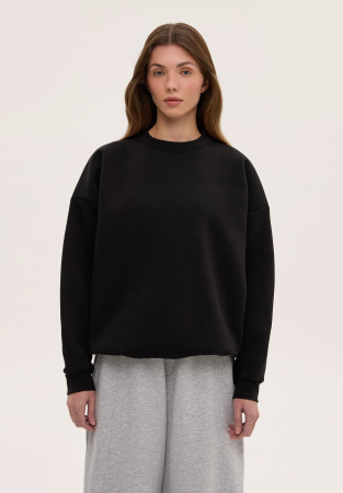 Свитшот трёхнитка утепленная oversize черный Свитшот трёхнитка утепленная oversize черный